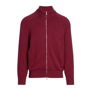 Hugo Boss Men's Red/Gray 100% Cotton Full Zip Varsity Sweater L